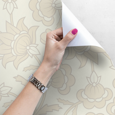 Fotobehang Subtiele beige bloemen