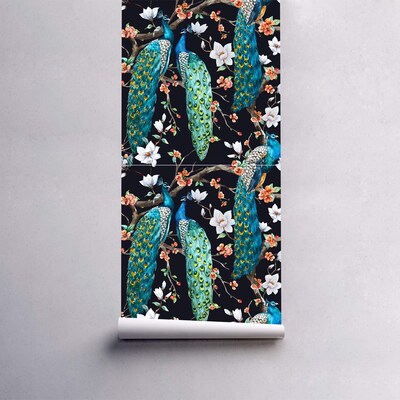 Fotobehang Prachtige pauwen op de takken