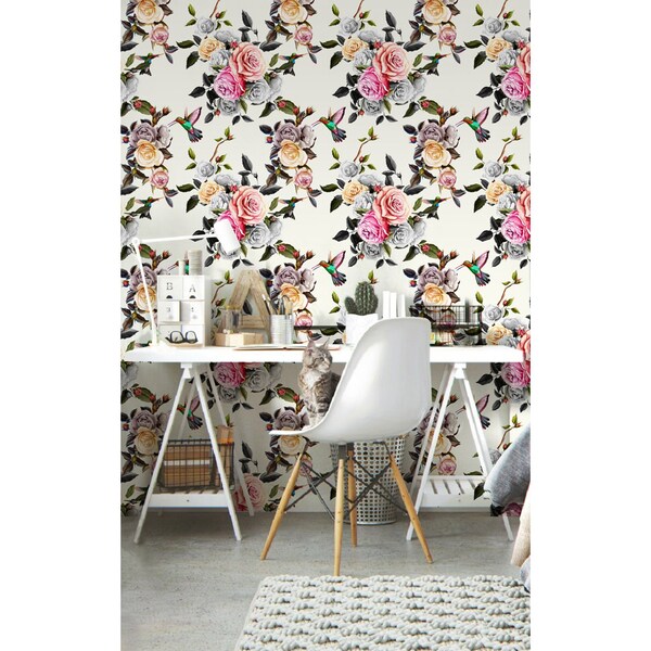 Fotobehang Magische kolibries in de tuin