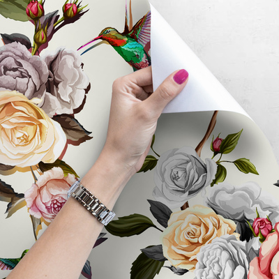 Fotobehang Magische kolibries in de tuin