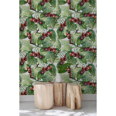 Fotobehang Weelderige kersenboomgaard