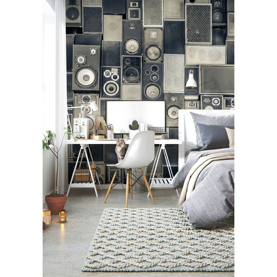Fotobehang De geluiden van muziek en luidsprekers aan de muur