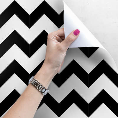 Fotobehang Zwart-witte zigzaglijnen