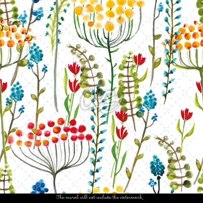 Fotobehang Veelkleurige wilde bloemen