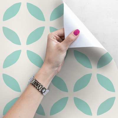 Fotobehang Designer Blauwe Bloemblaadjes