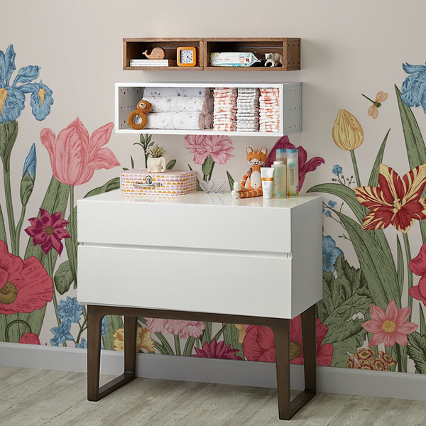 Fotobehang Bezoek aan de bloemenweide