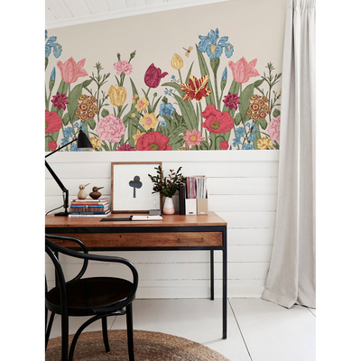 Fotobehang Bezoek aan de bloemenweide