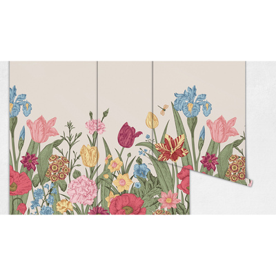 Fotobehang Bezoek aan de bloemenweide