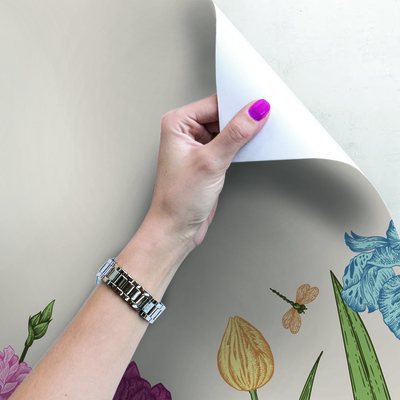 Fotobehang Bezoek aan de bloemenweide