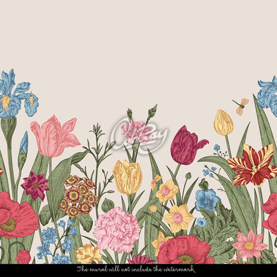 Fotobehang Bezoek aan de bloemenweide