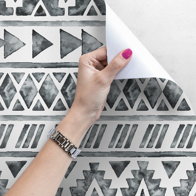 Fotobehang Grijze en witte etnische patronen