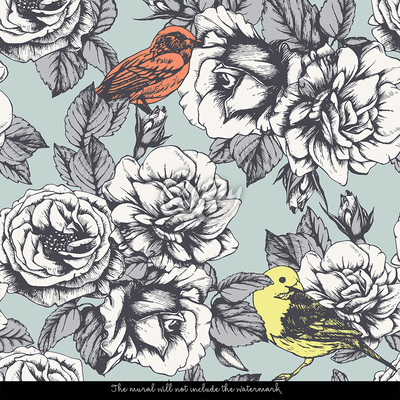 Fotobehang Vintage rozentuin