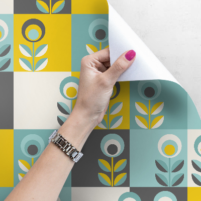 Fotobehang Designerbloemen in vierkanten