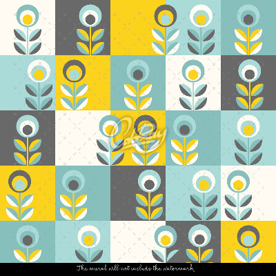 Fotobehang Designerbloemen in vierkanten