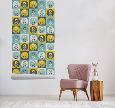 Fotobehang Bloementegels