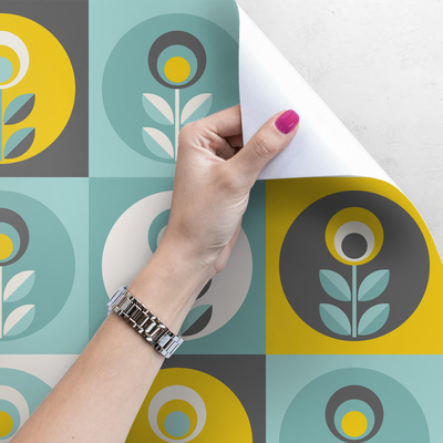 Fotobehang Bloementegels