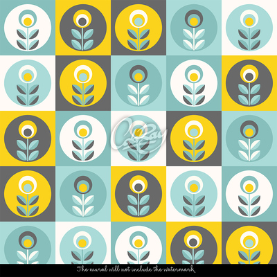 Fotobehang Bloementegels