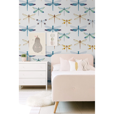 Fotobehang Magische regenbooglibellen