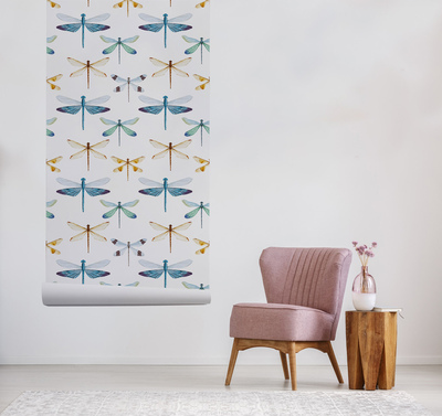 Fotobehang Magische regenbooglibellen