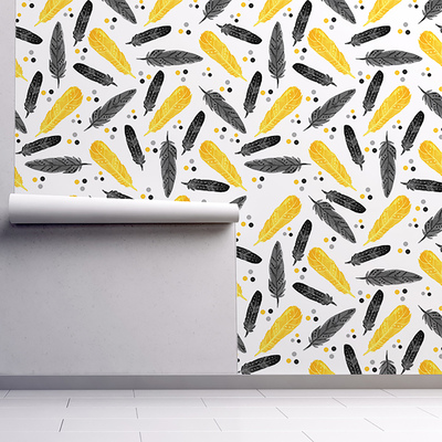 Fotobehang Levendige gouden veren