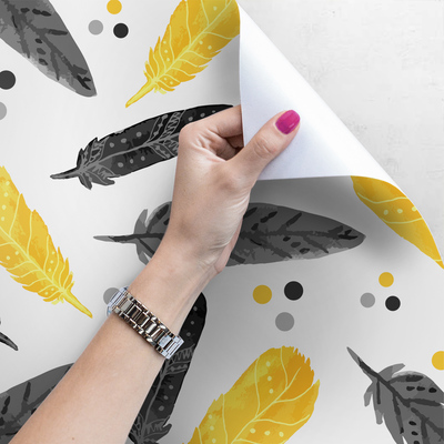 Fotobehang Levendige gouden veren