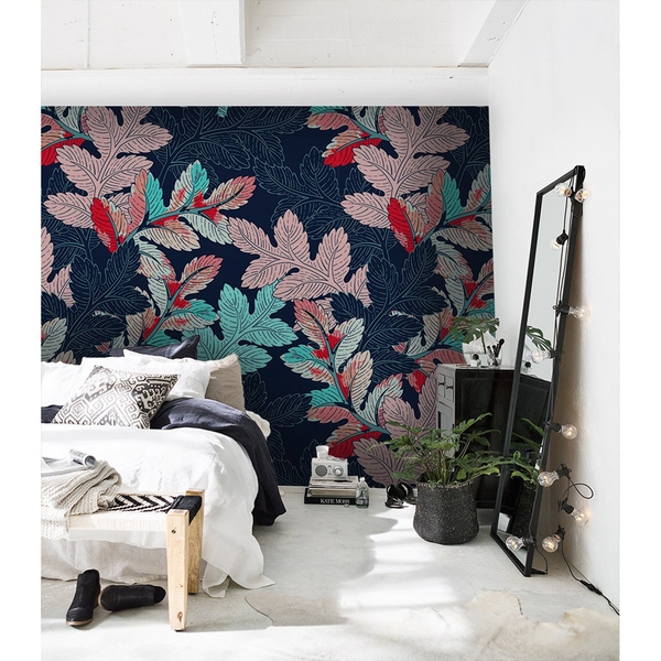 Fotobehang De wind in de regenboogbladeren