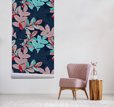 Fotobehang De wind in de regenboogbladeren