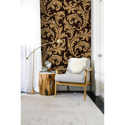 Fotobehang Gouden elegante bladeren