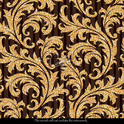 Fotobehang Gouden elegante bladeren