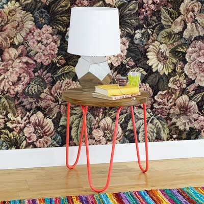 Fotobehang Bloemen geborduurd op de muur