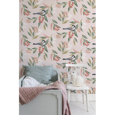 Fotobehang Lentemussen op de twijgen