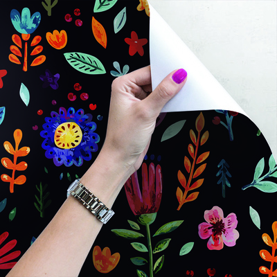 Fotobehang Kleurrijke bloemen van de nacht