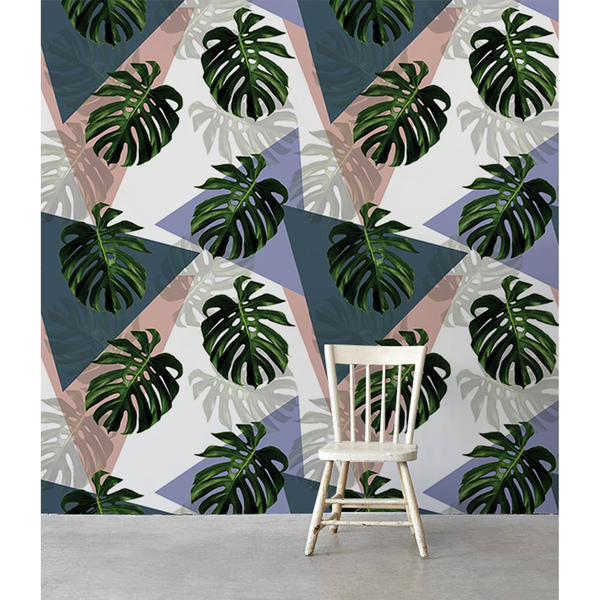 Fotobehang Monstera in pastelkleuren
