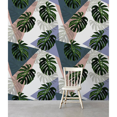 Fotobehang Monstera in pastelkleuren