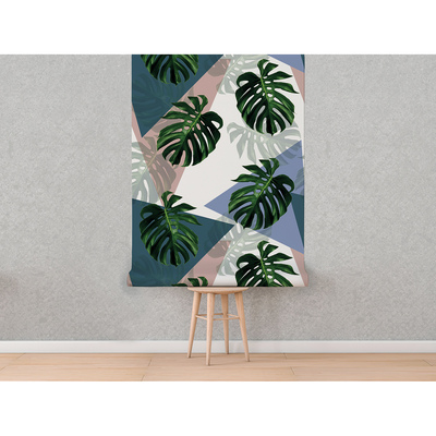Fotobehang Monstera in pastelkleuren