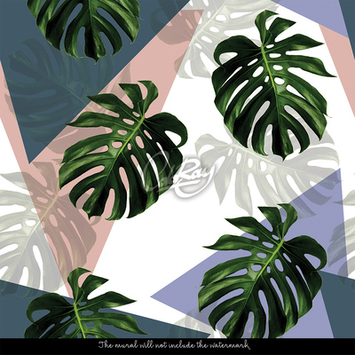 Fotobehang Monstera in pastelkleuren