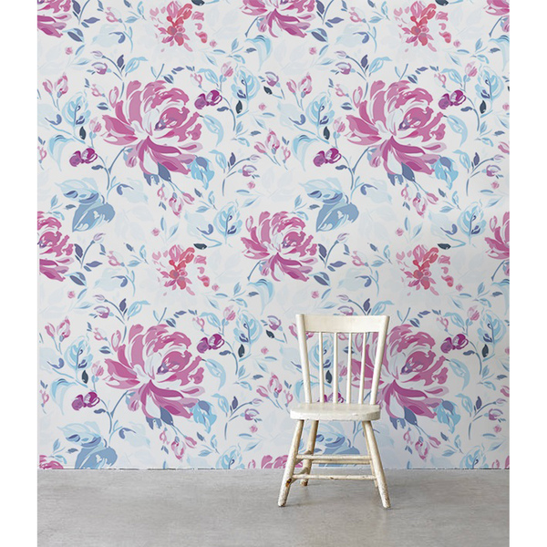 Fotobehang Weide vol roze bloemen