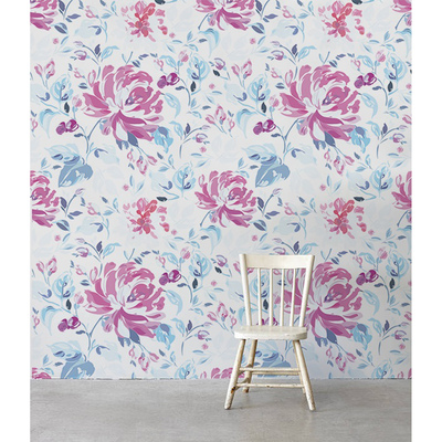 Fotobehang Weide vol roze bloemen