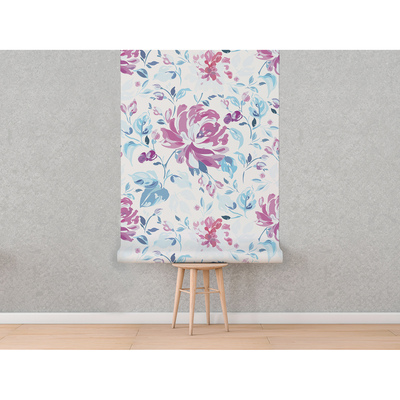 Fotobehang Weide vol roze bloemen