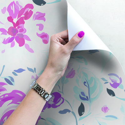 Fotobehang Weide vol roze bloemen