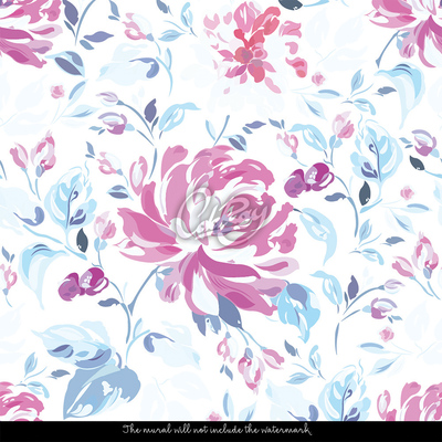 Fotobehang Weide vol roze bloemen