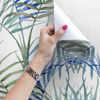 Fotobehang Blauwgroene tropische bladeren