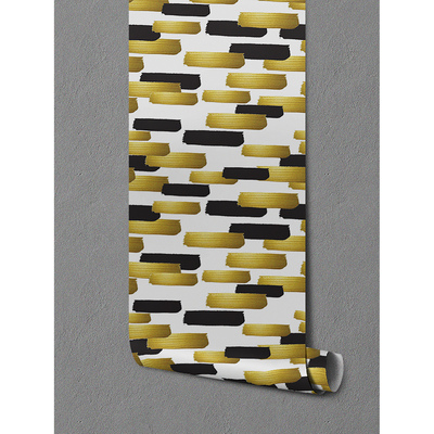 Fotobehang Zwarte en gouden vlekken op-art