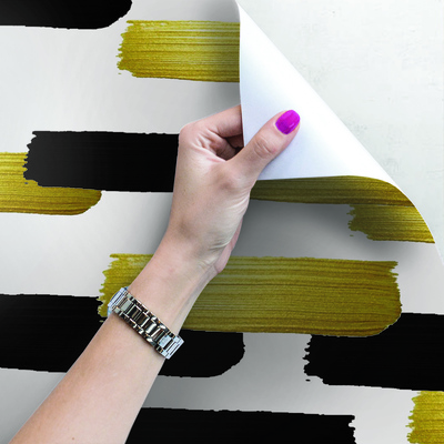 Fotobehang Zwarte en gouden vlekken op-art