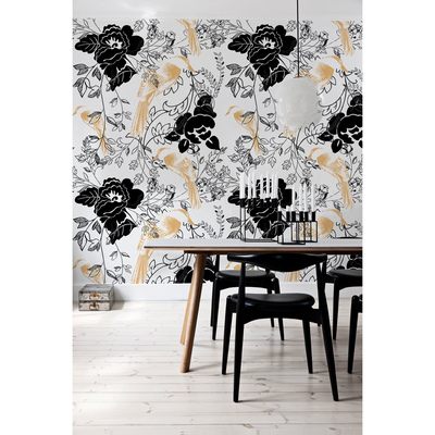 Fotobehang Vogels tussen de bloemen