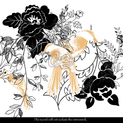 Fotobehang Vogels tussen de bloemen