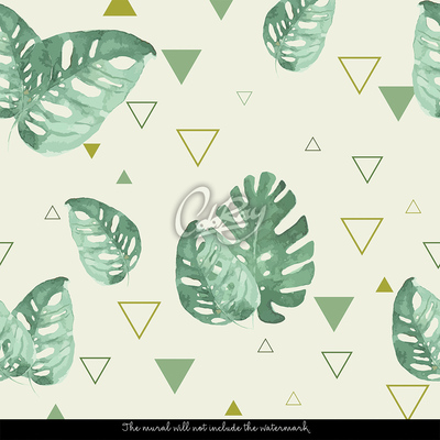 Fotobehang Monstera in driehoeken