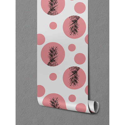 Fotobehang Roze ananas stippen