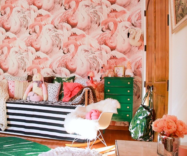 Fotobehang Flamingo's