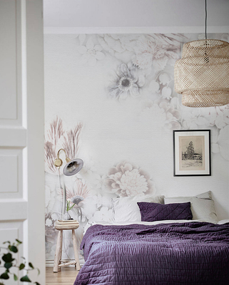 Fotobehang Bloemen Barok Wit